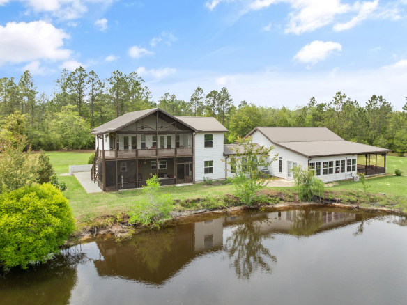 Exterior of Home Overlooking Private Pond